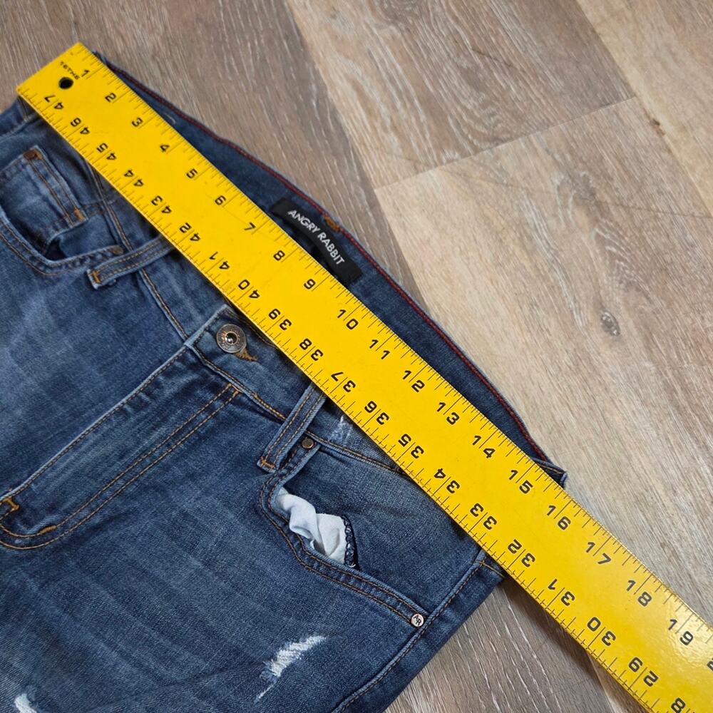 Angry Rabbit Denim Jeans with Tan Stitching Distressed - Picture 5 of 9